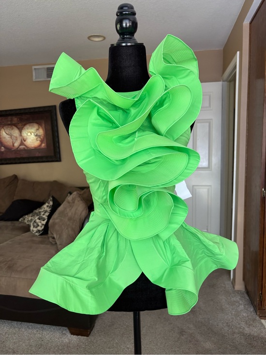 AKIRA Tops - AKIRA Neon Green Sleeveless Blouse with Ruffle Hem